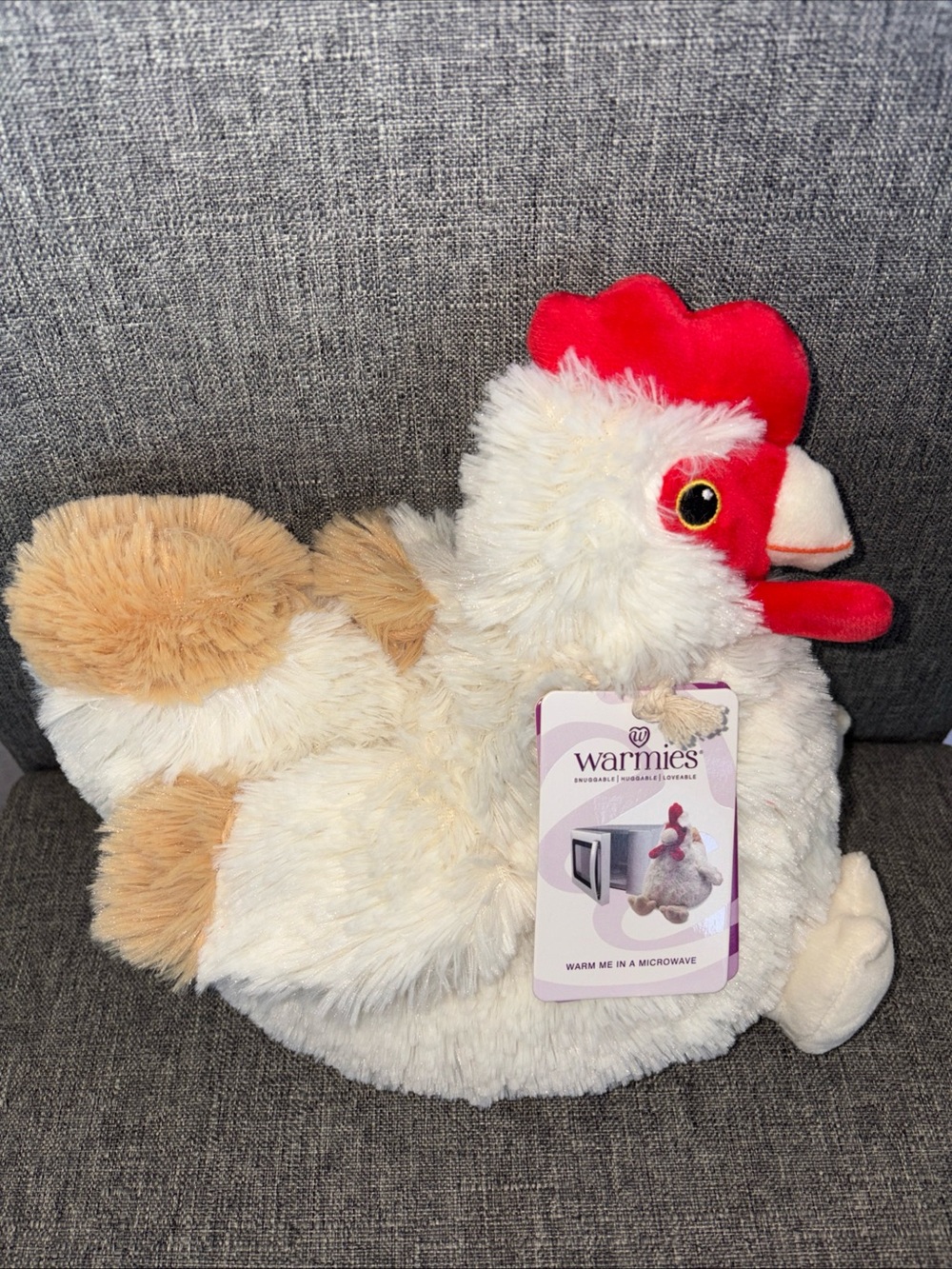 New with Tag Warmies Plush Chicken Heat Pack - Cream, Tan, Red